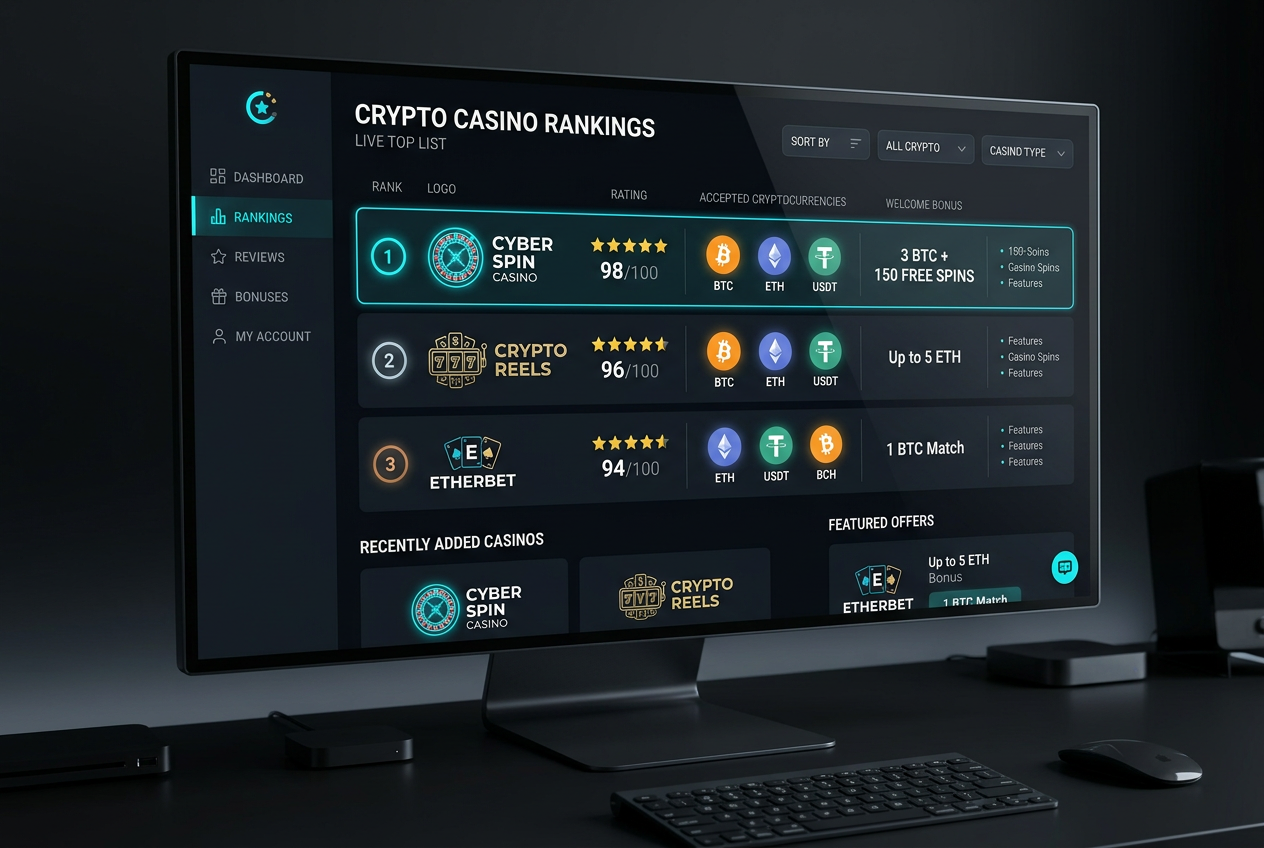 Ranking najlepszych kasyn krypto w Polsce w 2026 roku z logo Bitcoin